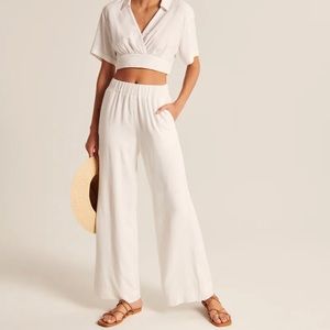 Abercrombie & Fitch White Linen Pant Size L - Sold Out Online